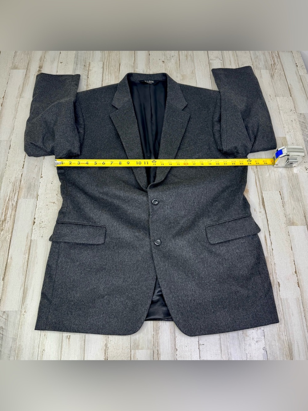 Jos. A. Bank 100% Cashmere 2B Blazer Sport Coat Mens 46R Charcoal Gray - Picture 4 of 11